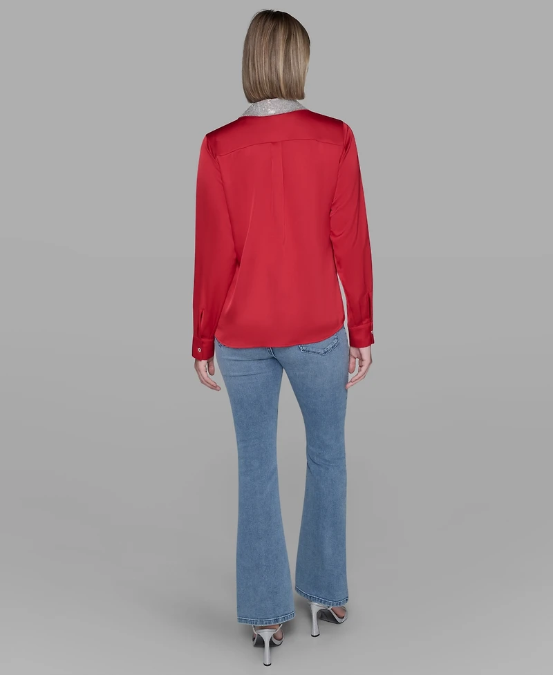 Karl Lagerfeld Paris Women's Collared Neck Shirt