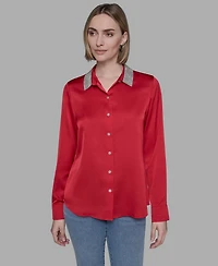 Karl Lagerfeld Paris Women's Collared Neck Shirt