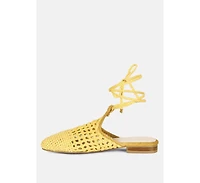 Bartsi Womens Handwoven Tie Up Flat Mules