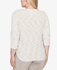Alfred Dunner Calm Luxe Space Dye Knit Top with Necklace