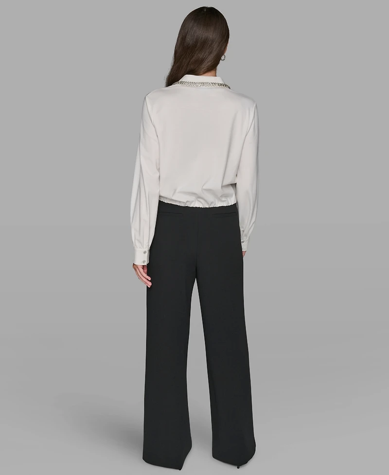 Karl Lagerfeld Paris Women's Sparkle Collar Top