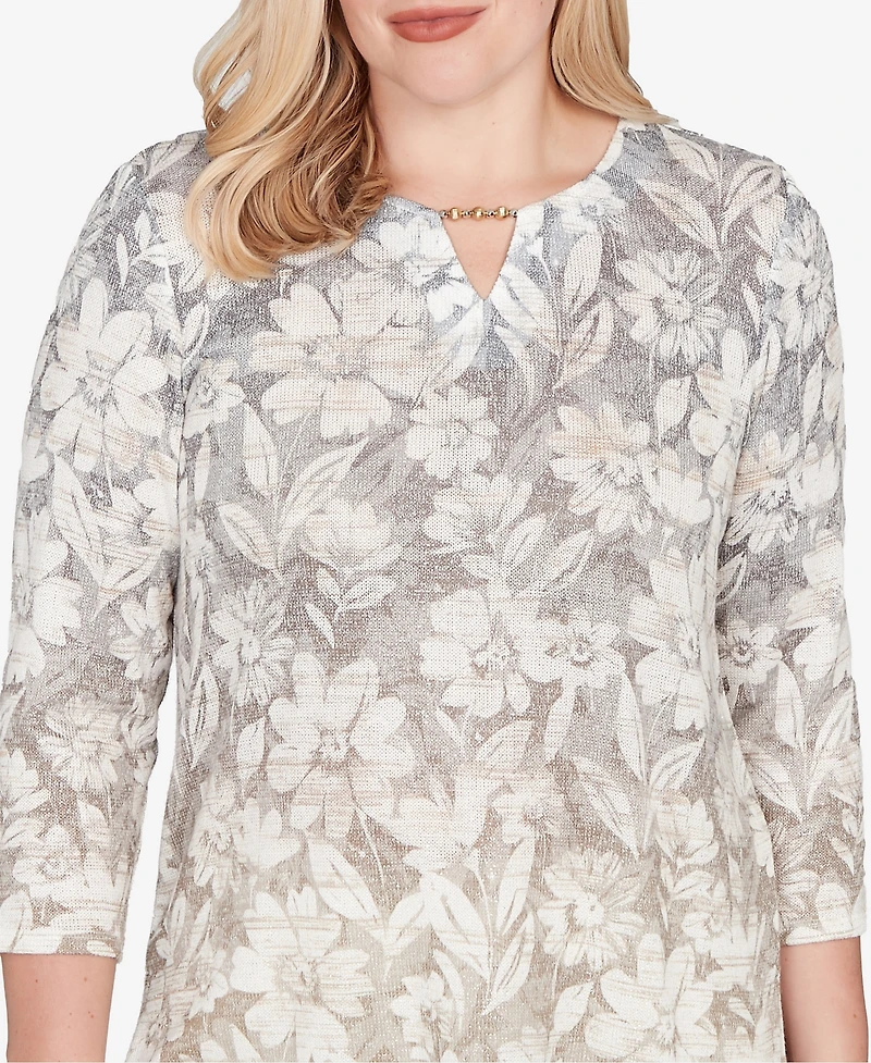 Alfred Dunner Vienna Ombre Floral Knit Top