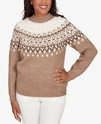 Alfred Dunner Vienna Fair Isle Gold Studded Sweater