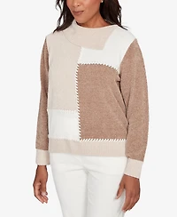 Alfred Dunner Vienna Neutral Tones Colorblock Sweater