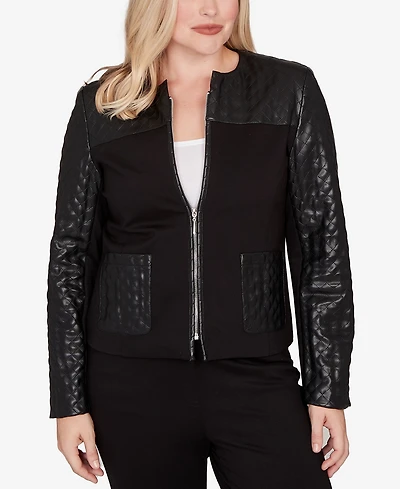 Alfred Dunner Barcelona Zip Front Stretch Ponte Jacket