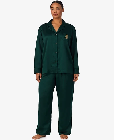 Lauren Ralph Lauren Plus Size Long Sleeves Notch Collar Pajama Set