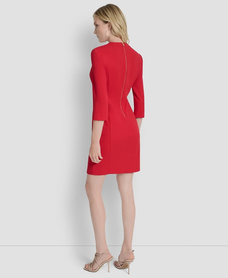 Dkny Women's Square Neck 3/4 Sleeve Sheath Dress