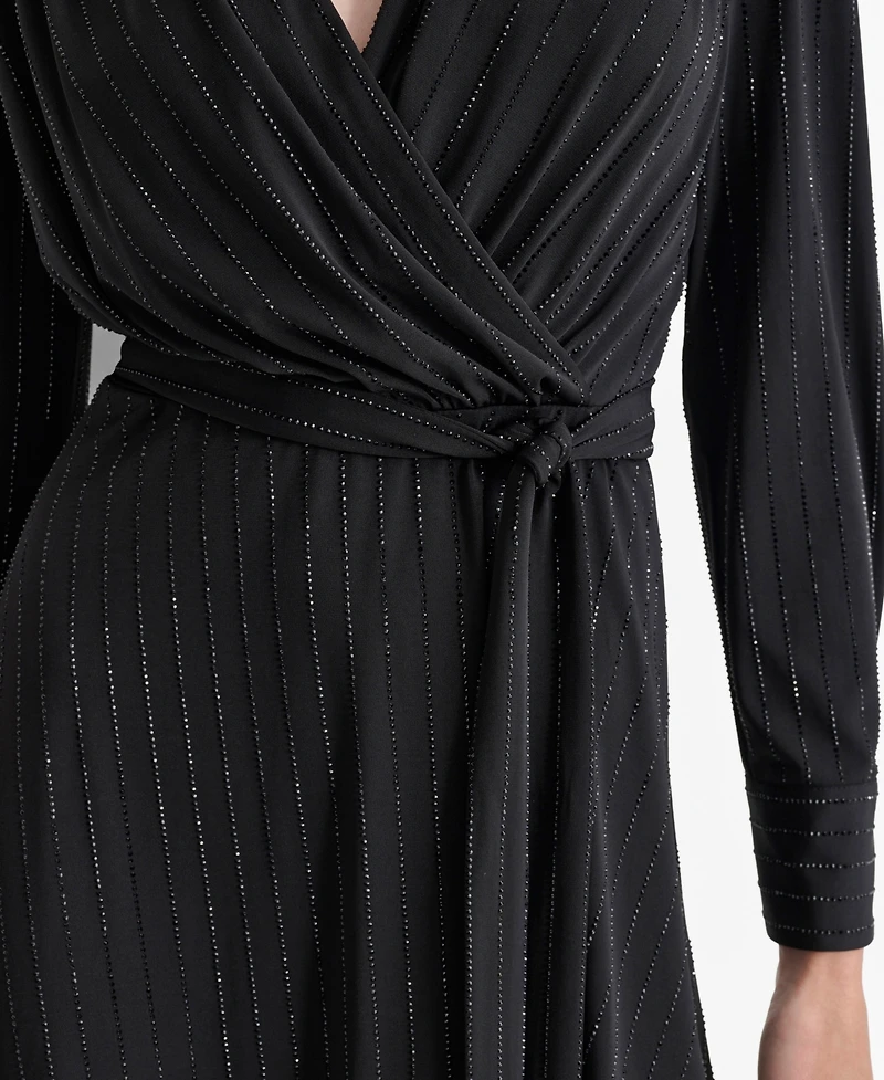 Dkny Women's Long Sleeve Surplice Faux Wrap Dress
