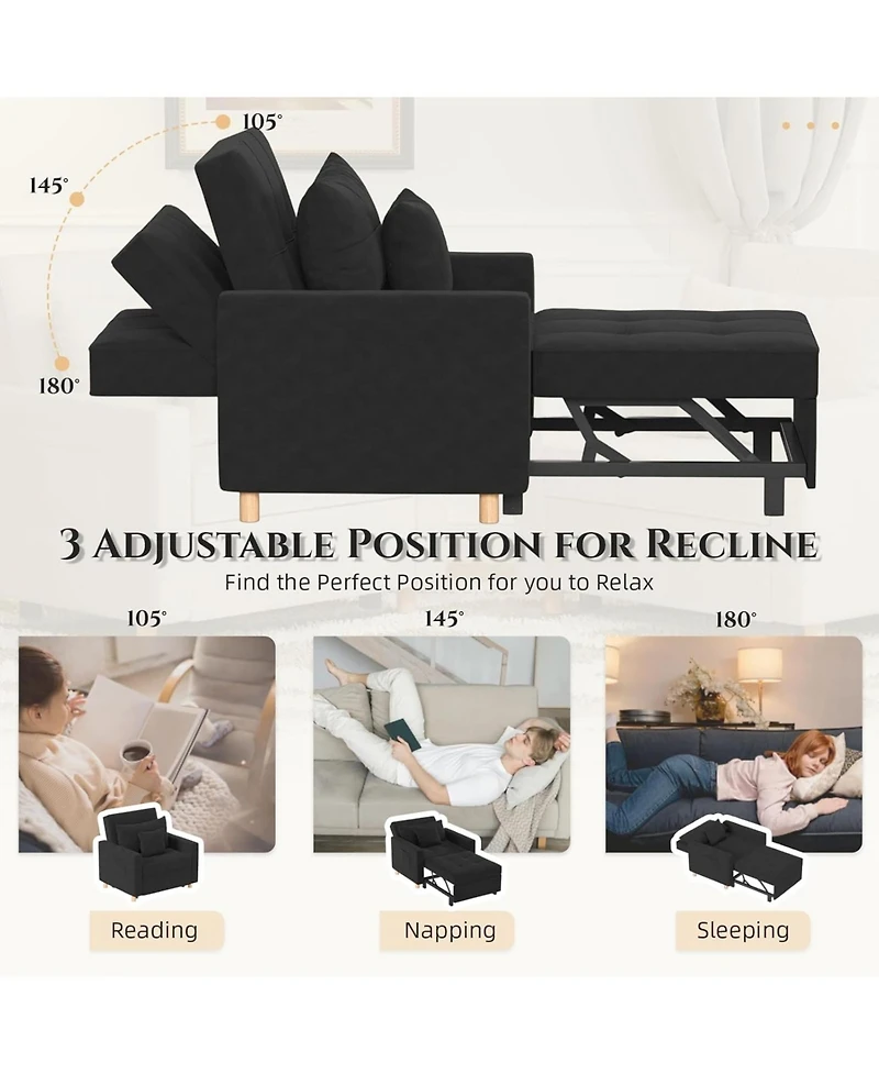 Aecojoy 36" Sleeper Chair, Convertible Chair Bed for Adults, 3-in-1 Pull Out Sofa