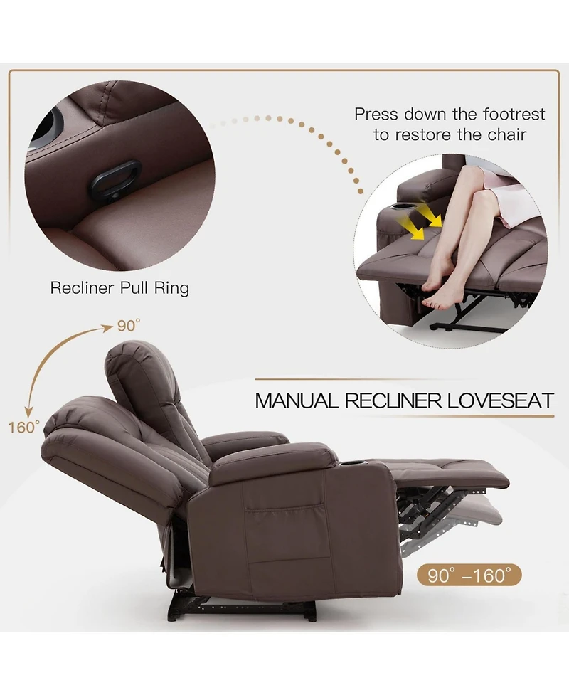 Aecojoy Loveseat Recliner with Cup Holders&Side Pockets