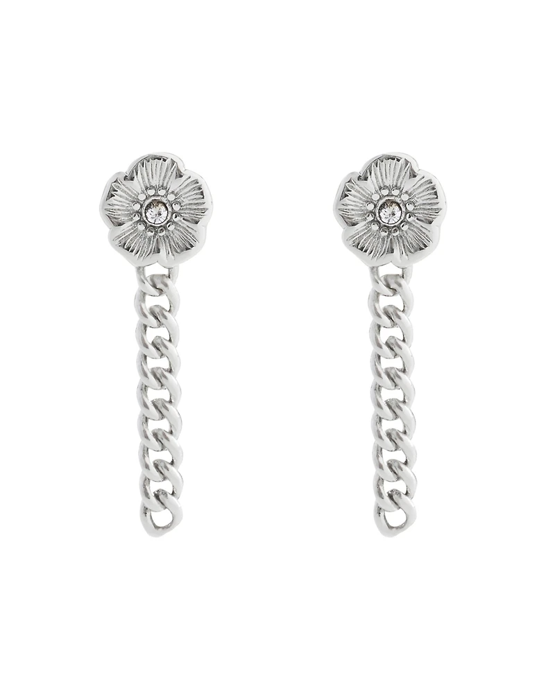 Coach Faux Stone Signature Tea Rose Front Back Earrings
