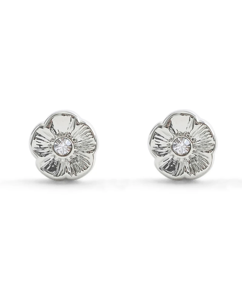 Coach Faux Stone Signature Tea Rose Stud Earrings