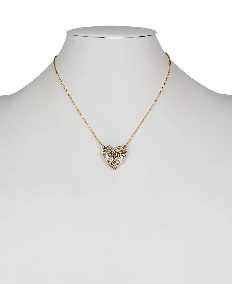 Patricia Nash Multi-Stone Matte Gold-Tone Heart Pendant Necklace