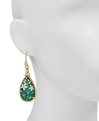 Patricia Nash Leather Spruce and Antique-Like Gold-Tone Teardrop Earrings