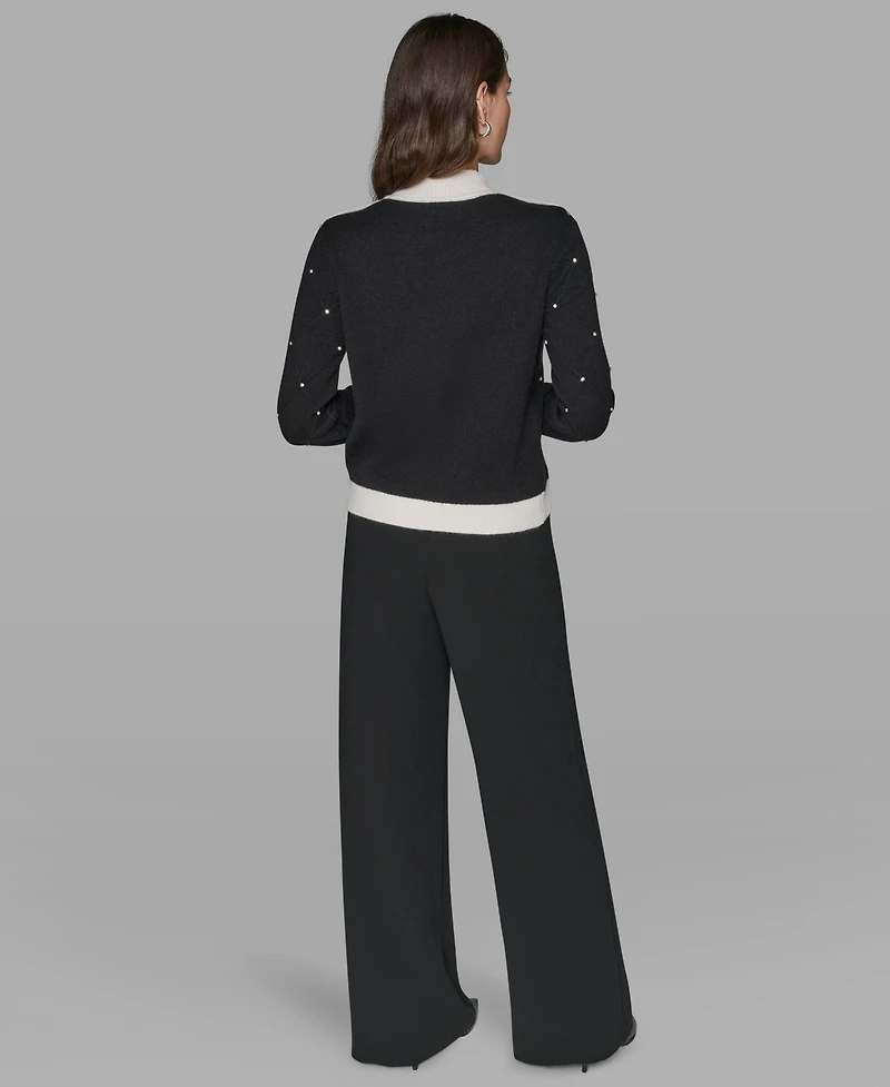 Karl Lagerfeld Paris Women's Mock Neck Long Sleeve Sweater