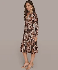 Donna Karan New York Women's Collared Neck Midi Dress