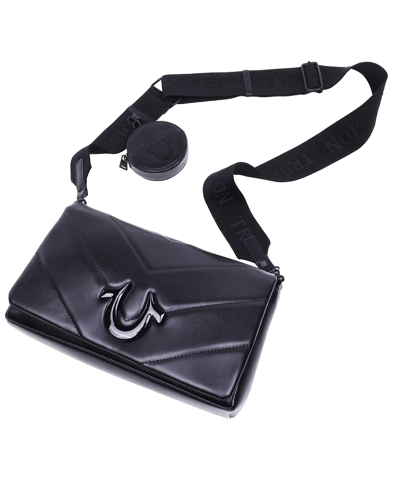 True Religion Quilted Flap Crossbody with Removable Pouch