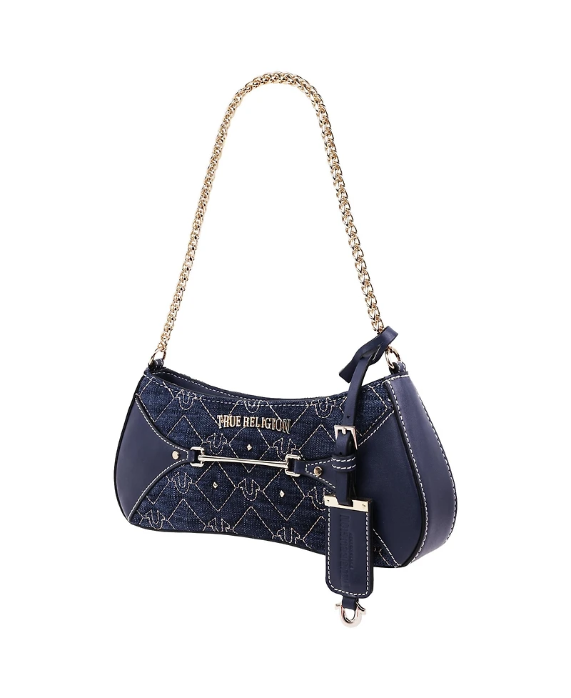 True Religion Studded Denim Chain Shoulder Bag