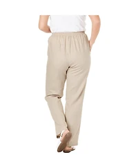 Woman Within Women's Tall Straight Leg Linen Pant