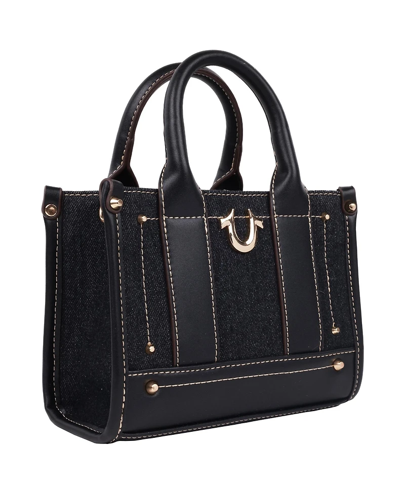 True Religion Denim Logo Strap Mini Tote