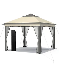 Gymax 11 x ft Pop up Gazebo 2-Tier Patio Canopy Tent Shelter w/ Carrying Bag