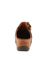 Spring Step Lilybean Leather Perforated Clogs with Floral Applique and Open Back