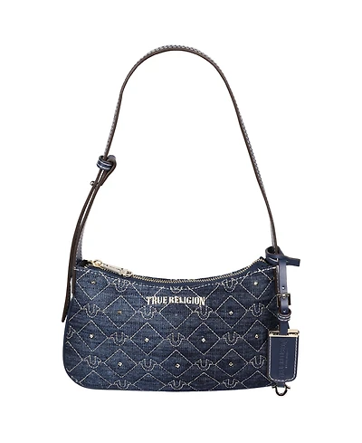 True Religion Studded Denim Shoulder Bag