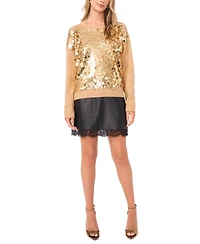 Vince Camuto Women's Multi Paillette Crewneck Sweater