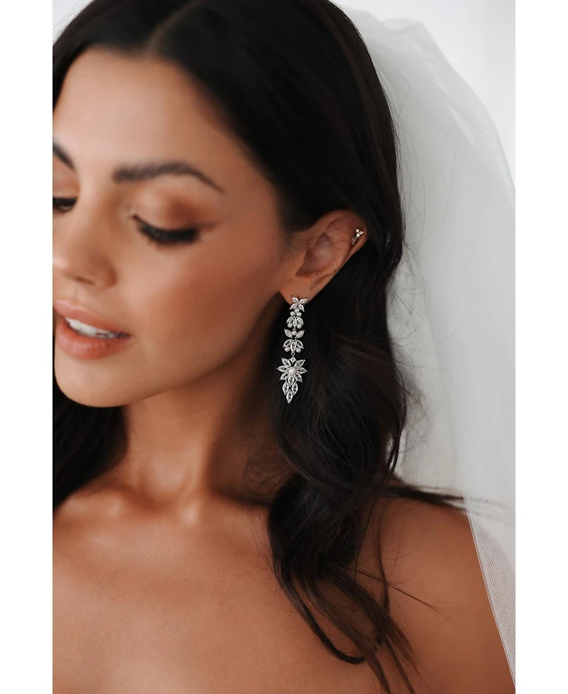 Rosette Crystal Drop Earrings