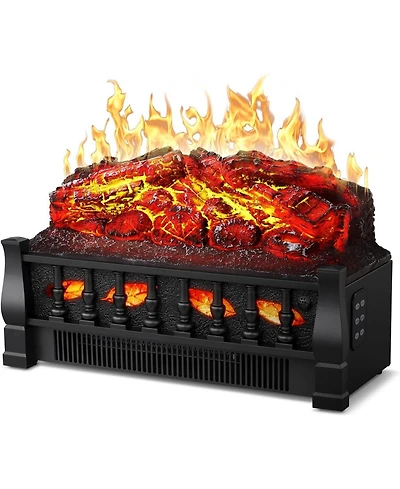 Cowsar 20" Freestanding Electric Fireplace Insert Log Set,Fireplace Insert Heater with 5 Flame Speeds and Brightness,Overheat Protection,750W/150
