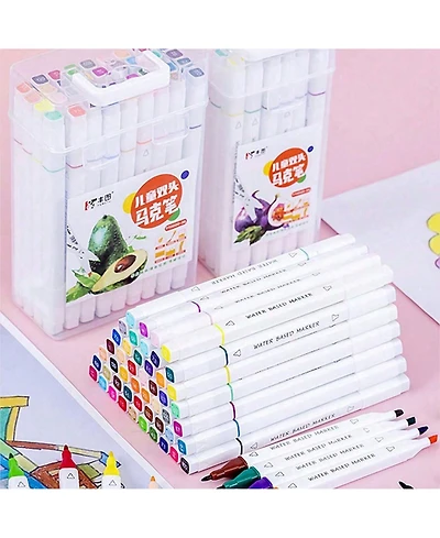 Htutwoo 36 Colors Ended Watercolor Marker Pens With Portable Carrying Case For School Art Drawing, School Stationery, Colorful Back To School