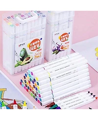 Htutwoo 36 Colors Ended Watercolor Marker Pens With Portable Carrying Case For School Art Drawing, School Stationery, Colorful Back To School