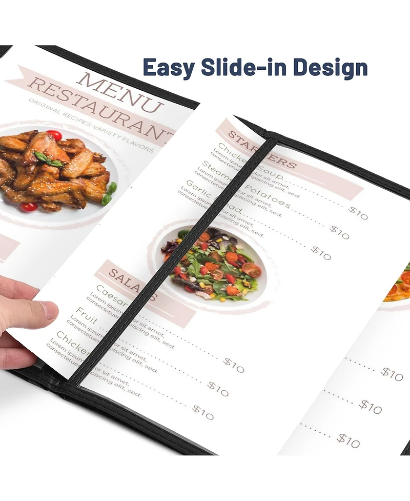 Yescom WeChef 30 Pcs Menu Covers 8.5x11" 3 Page 6 View & 4.25x11" Half Page Wine List