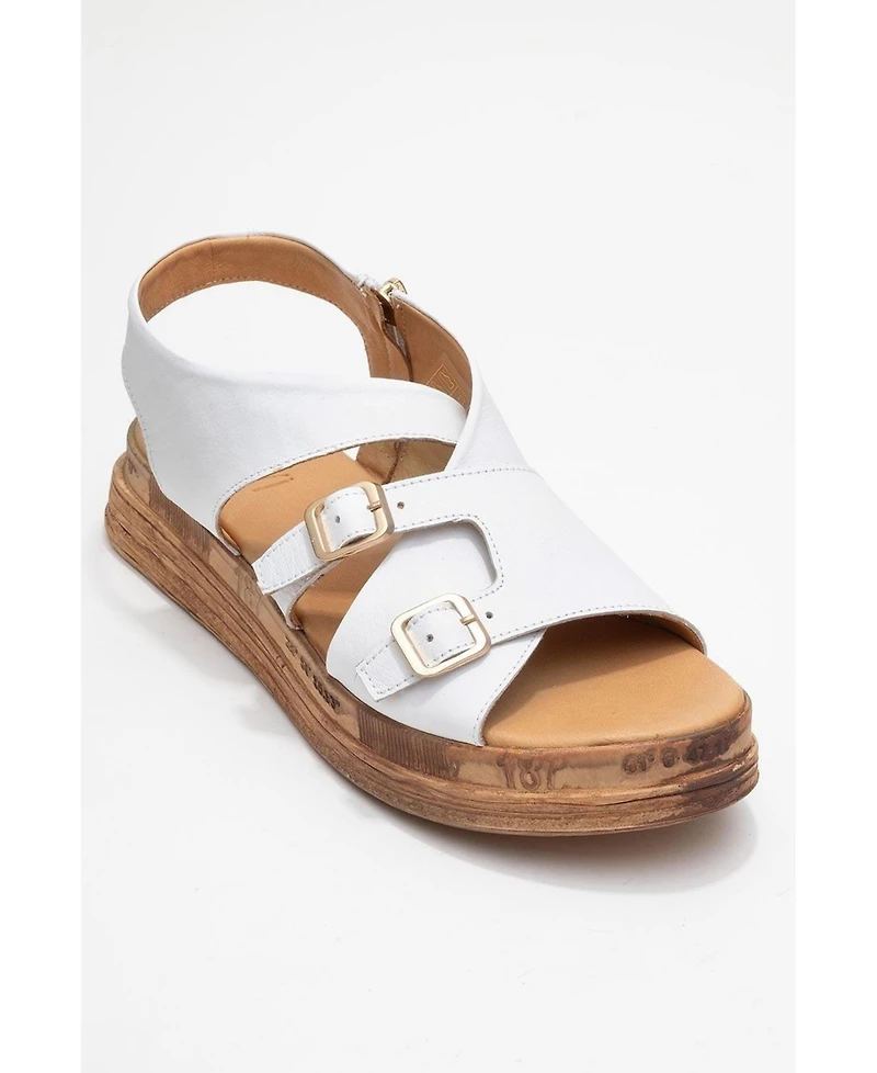 Forever & Always Shoes Levine Leather Buckled Side-Zip Sandal (Women)
