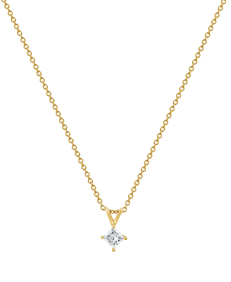 Macy's Certified Diamond Solitaire Pendant Necklace (1/3 ct. t.w.) in 14K Yellow Gold