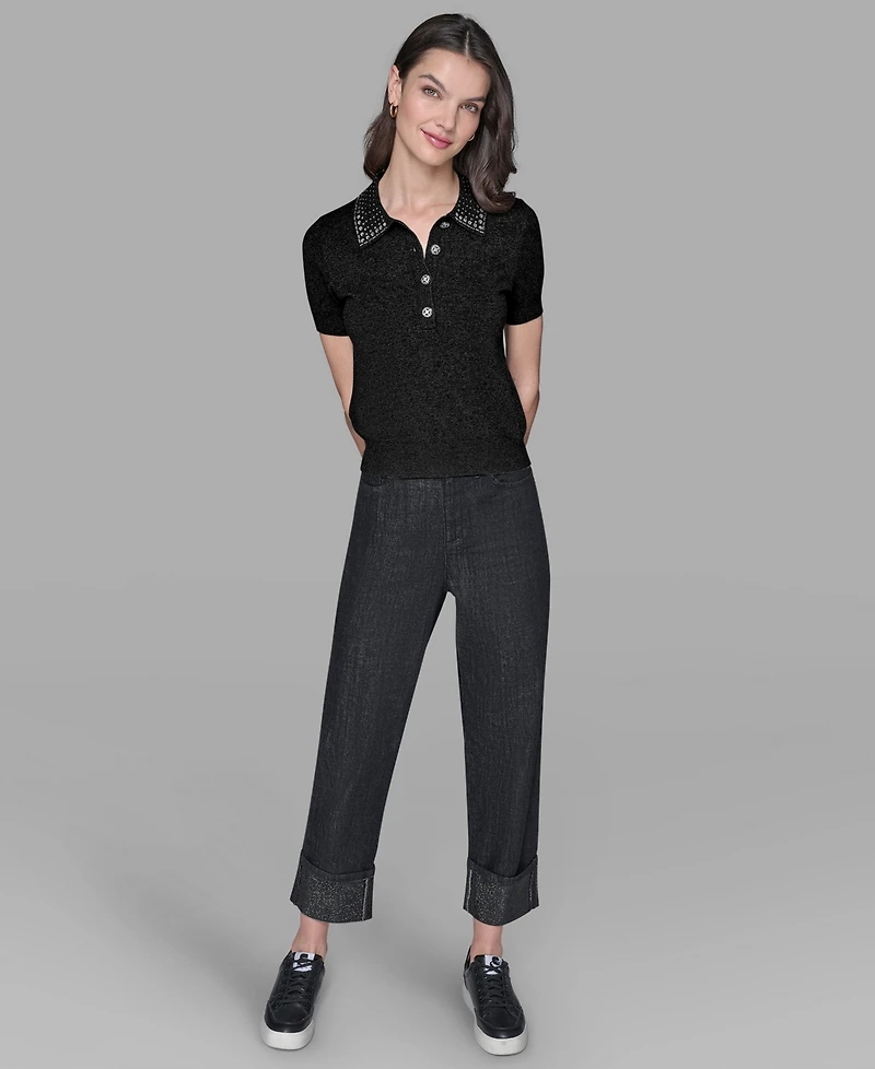 Karl Lagerfeld Paris Women's Embellished Collar Sweater
