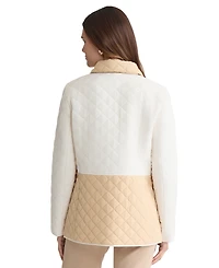 Jones New York Petite Collar Colorblock Quilted Jacket