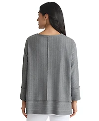 Jones New York Petite Long Sleeve Crew Neck Top