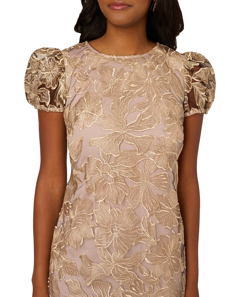 Adrianna Papell Women's Crewneck Floral Short Shift Dress