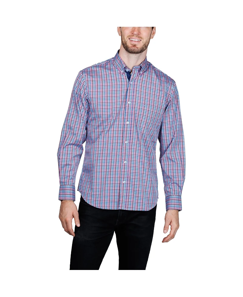 Tailorbyrd Men's Multi Check Printed Performance Long Sleeve Shirt