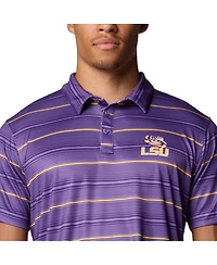 Columbia Men's Purple Lsu Tigers Pfg Super Terminal Tackle Omni-Shade Stripe Polo Shirt