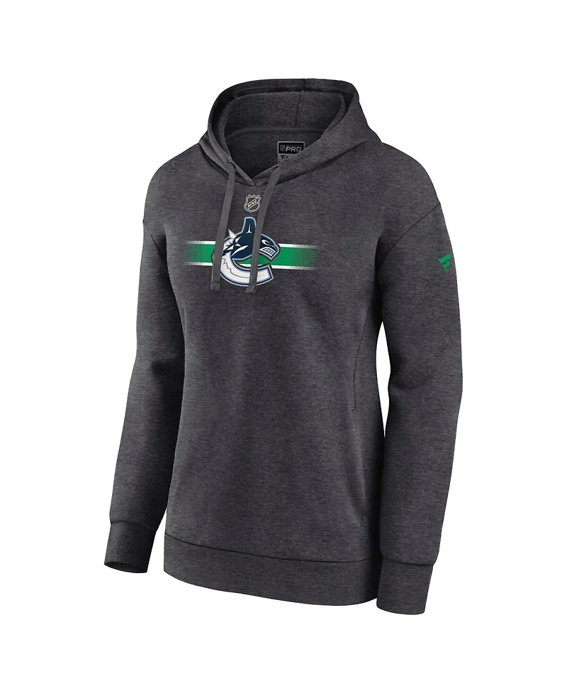 Fanatics Women's Heather Charcoal Vancouver Canucks Authentic Pro Core Secondary Fleece Pullover Hoodie