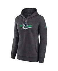 Fanatics Women's Heather Charcoal Vancouver Canucks Authentic Pro Core Secondary Fleece Pullover Hoodie