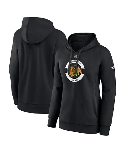 Fanatics Women's Black Chicago Blackhawks Authentic Pro Core Secondary Fleece Pullover Hoodie