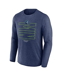 Fanatics Men's Heather Navy Minnesota Timberwolves Game Point Long Sleeve T-Shirt
