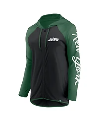 Fanatics Women's Black/Green New York Jets Script Full-Zip Hoodie