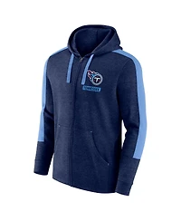 Fanatics Men's Heather Navy Tennessee Titans Gains Full-Zip Hoodie