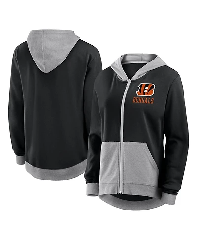Logo Athletic Women's Black Cincinnati Bengals Hit It French Terry Full-Zip Hoodie