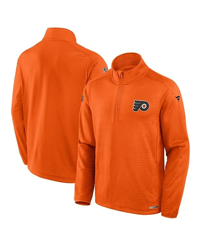 Fanatics Men's Orange Philadelphia Flyers Authentic Pro Rink Quarter-Zip Sweatshirt
