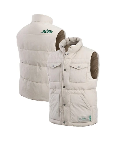 Darius Rucker Collection by Fanatics Men's Cream New York Jets Puffer Full-Snap Vest